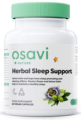 Osavi Herbal Sleep Support supplement bottle, featuring 60 vegan capsules for improved sleep quality.